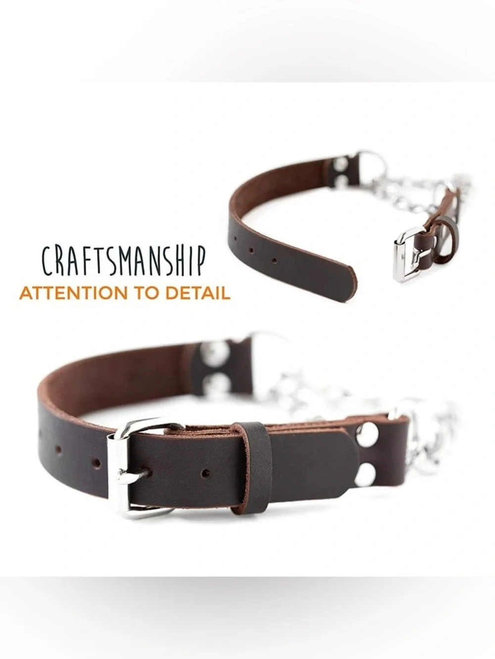 NWOT Mighty Paw Leather Martingale Dog Collar, Medium